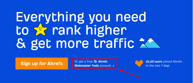 Click Ahrefs Webmaster Tools