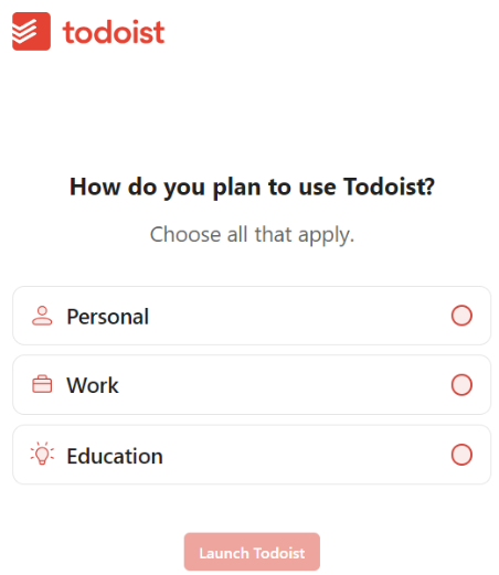 Click Launch Todoist