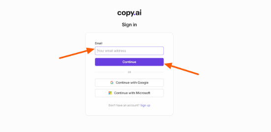 Copy AI Sign In Page