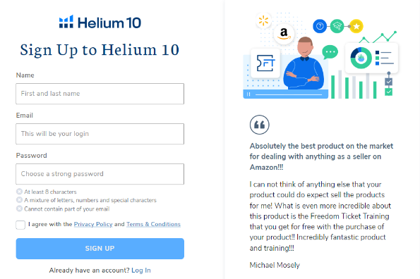 Create A New Helium 10 Account