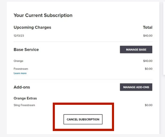 Select The Cancel Subscription