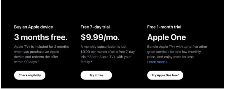 Apple TV+ Homepage & Select Trial Offer