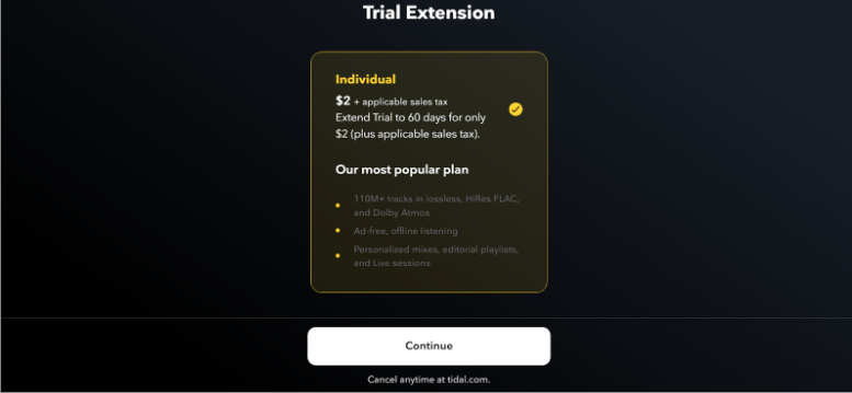 Click On Continue For Trial Extension