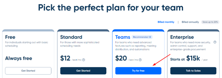 Click Try For Free Under The Teams Plan 