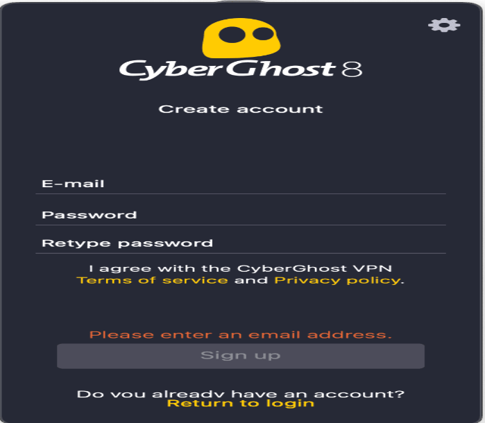 Create Your CyberGhost Account