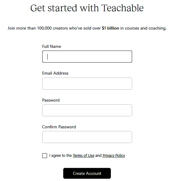 Create Your Teachable Account