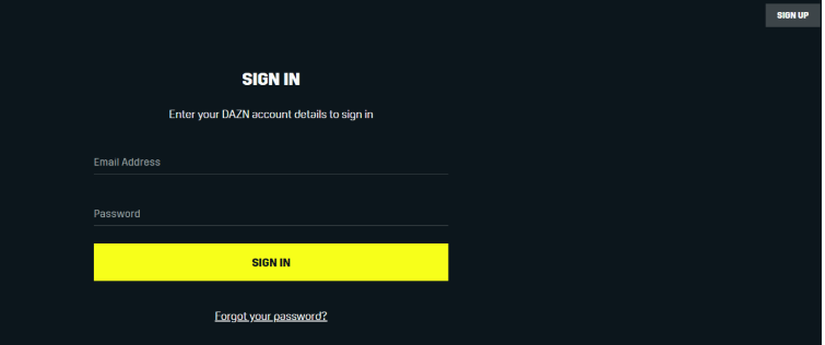 DAZN Sign Up Page