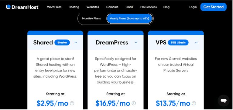 DreamHost Pricing Page 