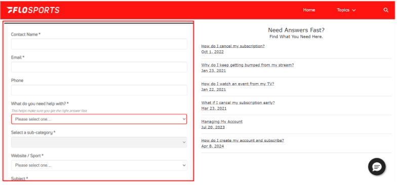 FloSports Official Customer Support Page