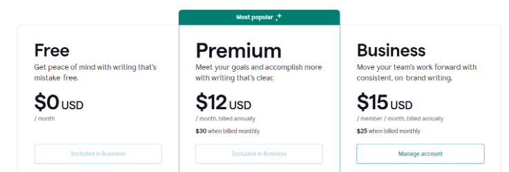 Grammarly Regular Pricing 