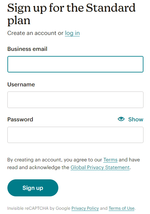 Mailchimp Sign Up Page