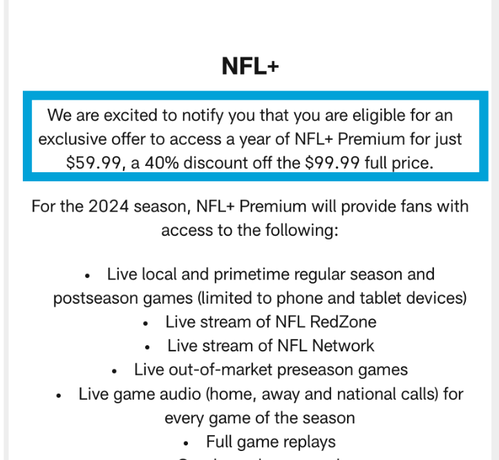 NFL Plus Discount