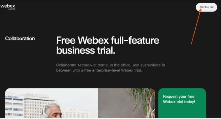 Official Webex Website & Click Start Free Trial