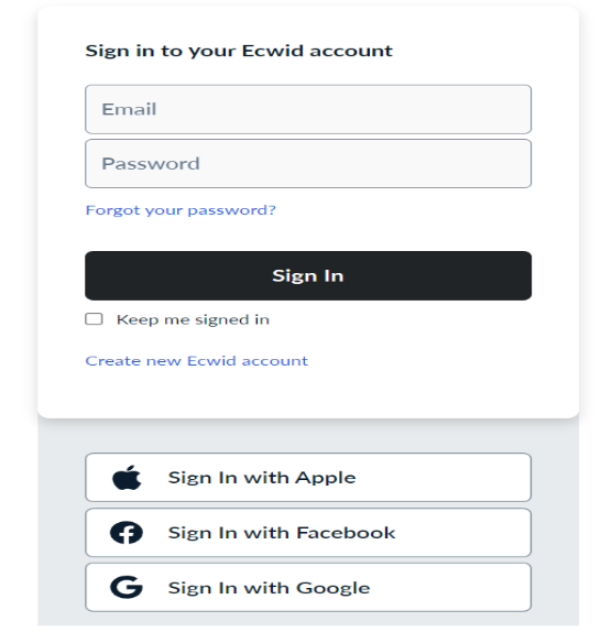 Sign In To You Ecwid Account