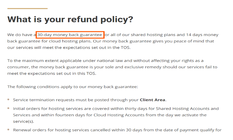 SiteGround Refund Policy