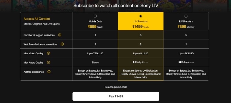 SonyLiv Discount