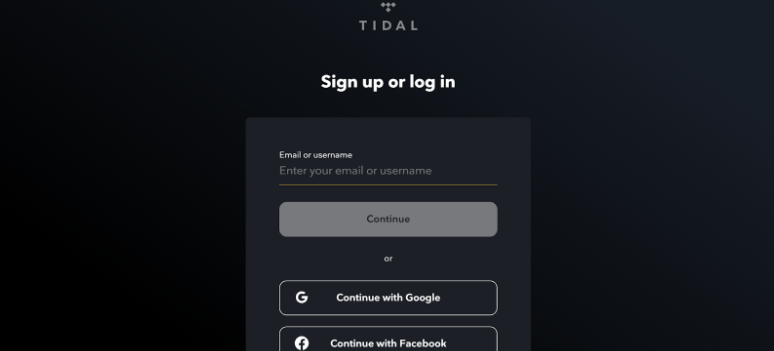 Tidal’s Website