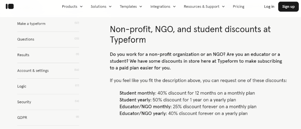 Typeform Discount