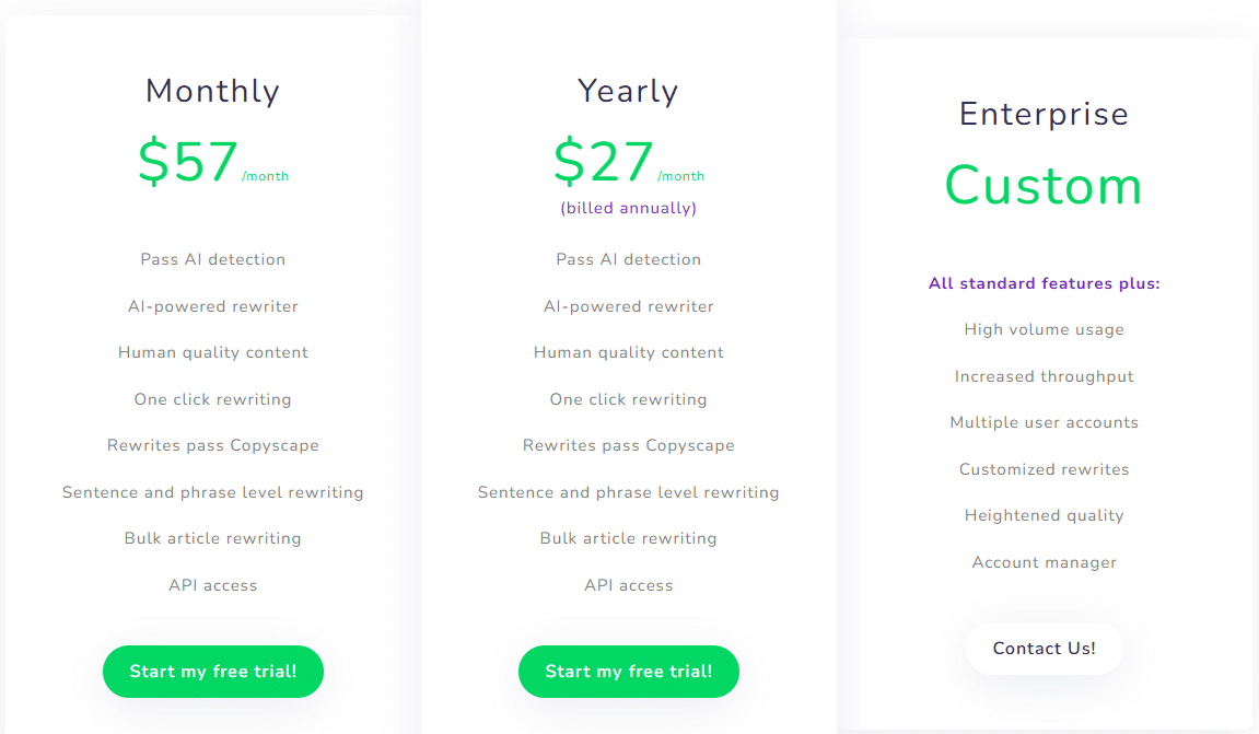 WordAI Pricing Plans