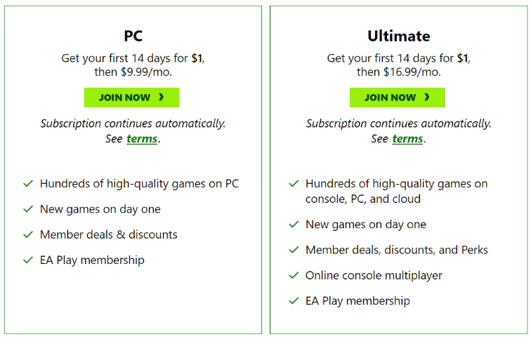 Xbox Game Pass Pricing 