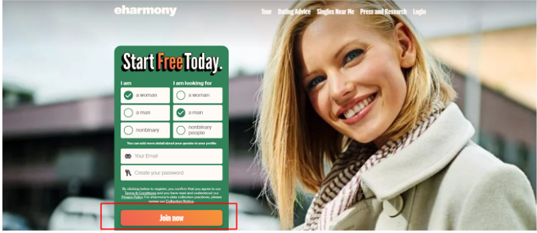 eHarmony’s Official Website & Click Join Now