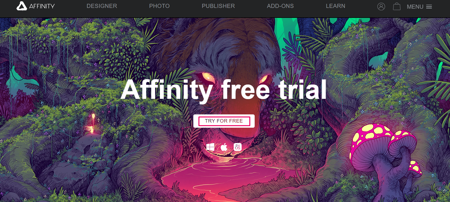 Affinity Designer Free Trial Page