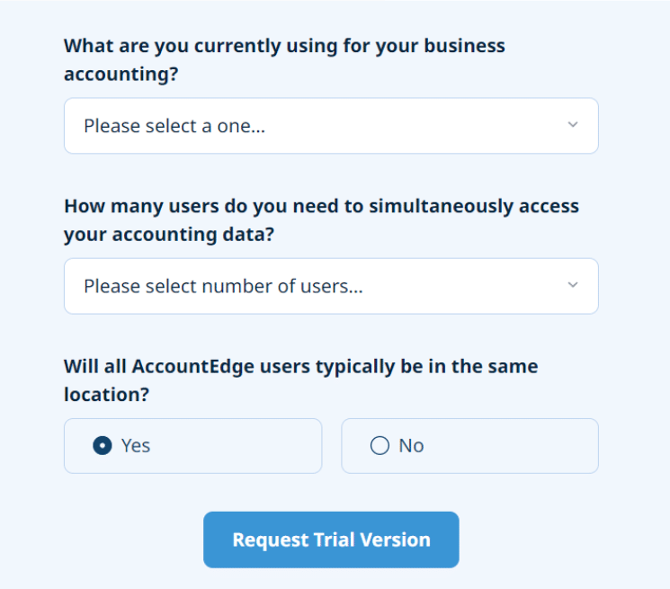 Answer A Few Questions & Click Request Trial Version