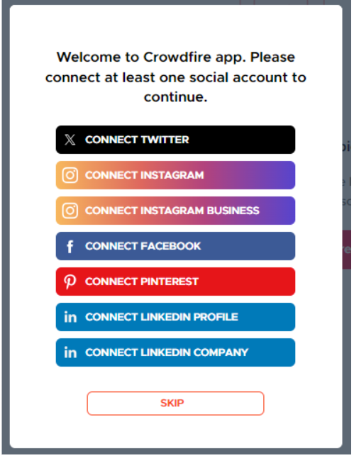 Connect Any One Of Your Social Media Accounts