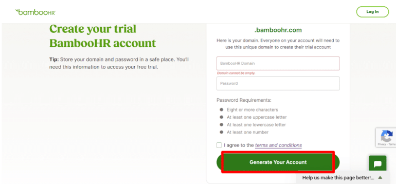 Create Your Trial BambooHR Account