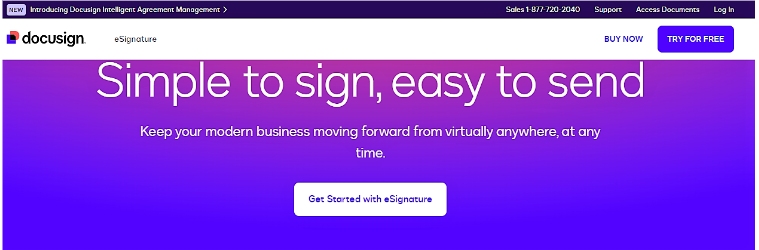 Docusign Website & Click Try For Free