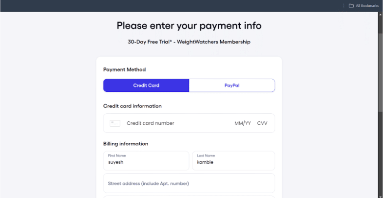 Enter Payment Information