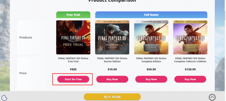 FFXIV Product Page