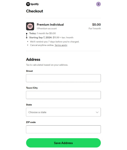 Provide Your Address & Click Save Address