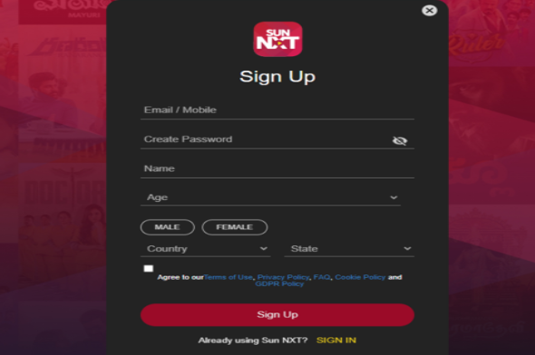 Sign Up To Create An Account