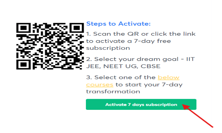 Unacademy Website & Click 7 Days Subscription