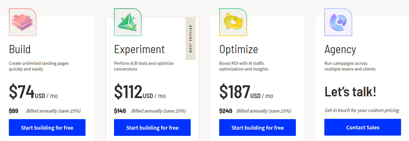 Unbounce Pricing Plans