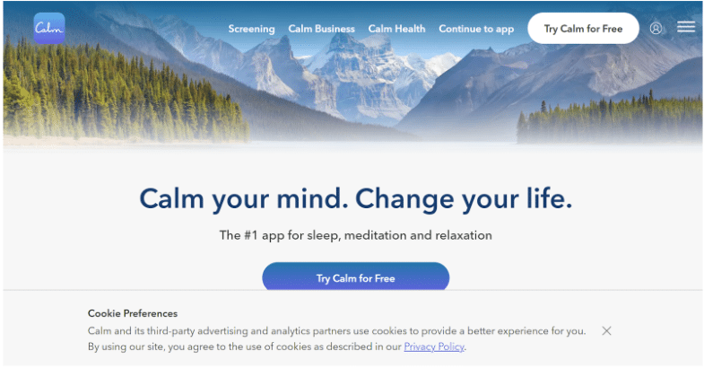 Visit the Calm Free Trial Page