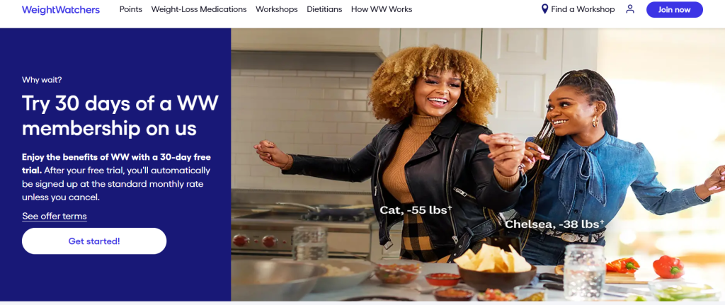WeightWatchers Free Trial Page