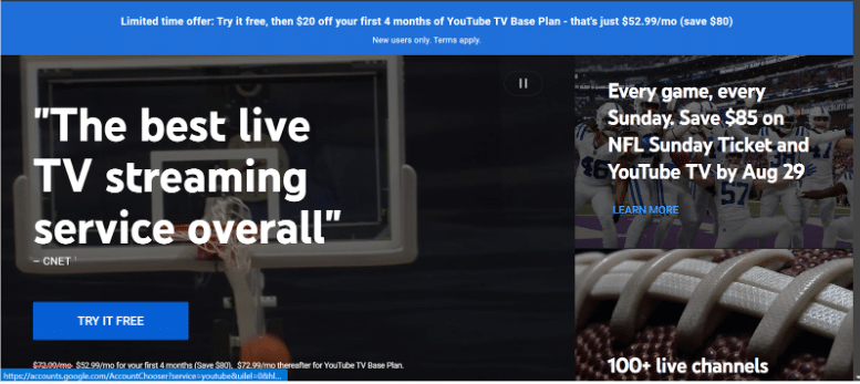 YouTube TV Discount