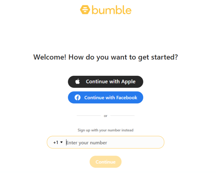 Bumble Signup Page