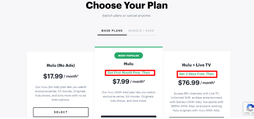 Choose the Hulu Plan