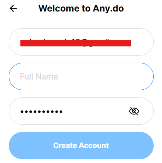 Click On The Create Account Button