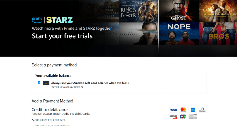 Starz login amazon sale