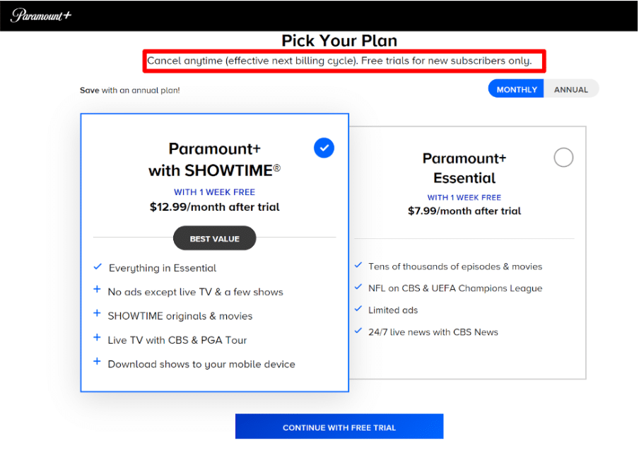 Price And Plan Page