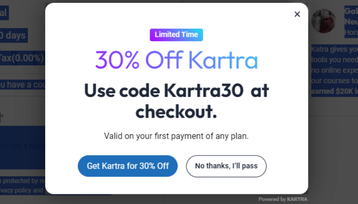 30% Off Kartra