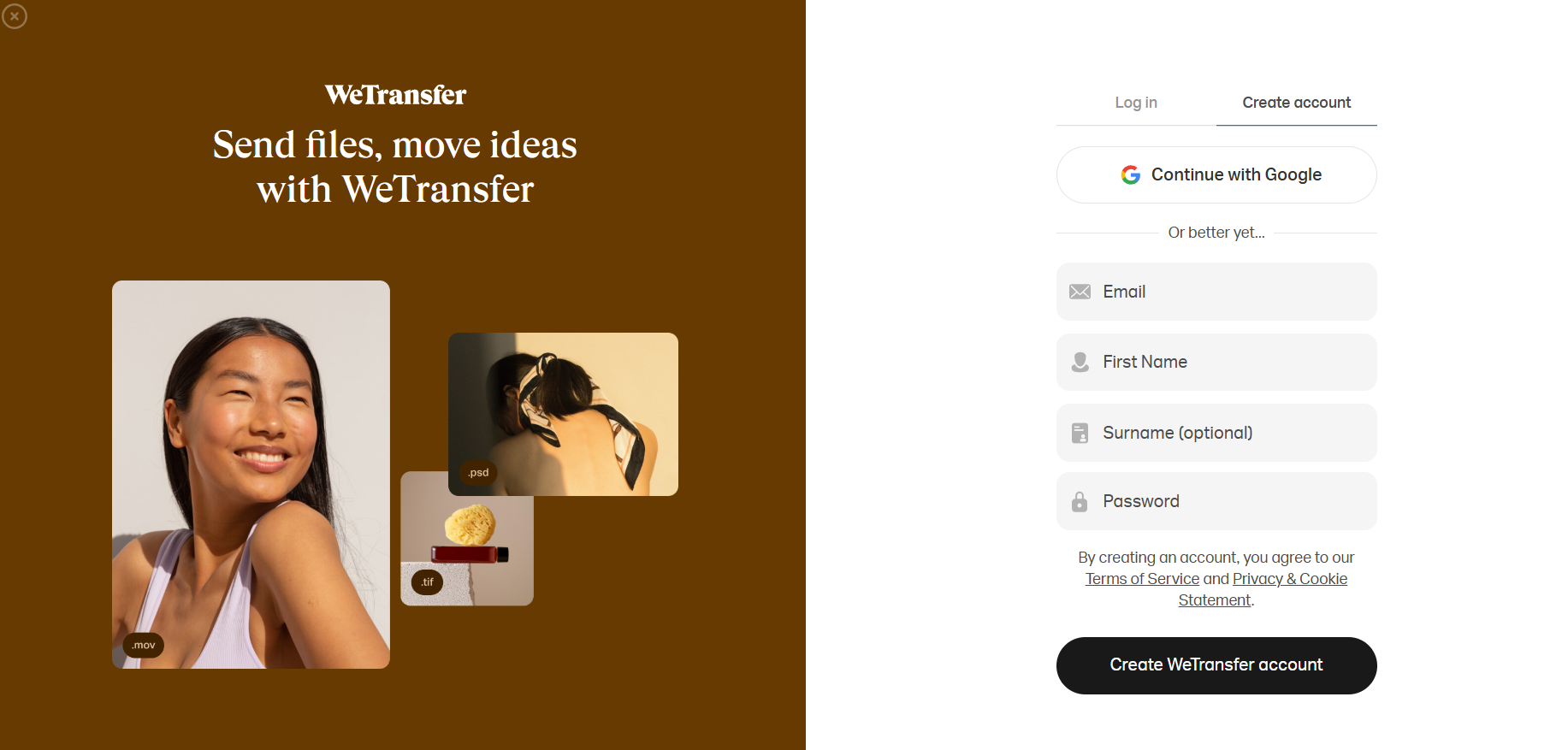 Create A New WeTransfer Account