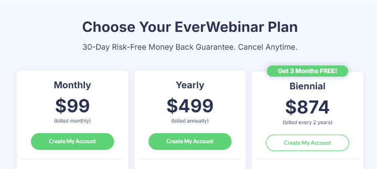 EverWebinar Pricing And Plans