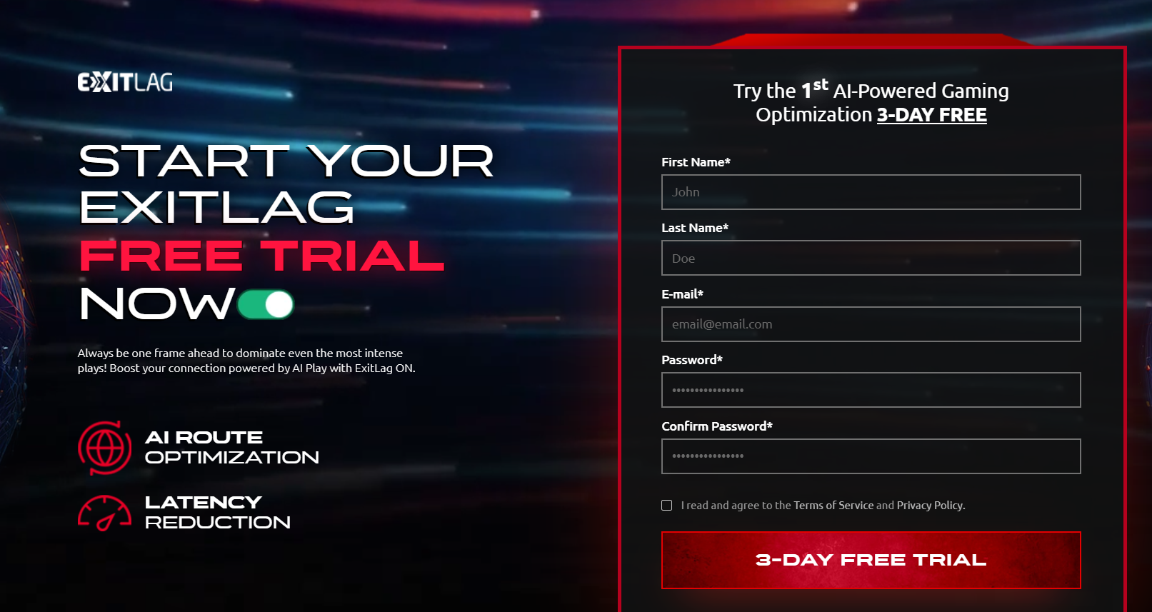 ExitLag Registration Page