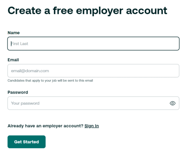 Get A Free Employer Account