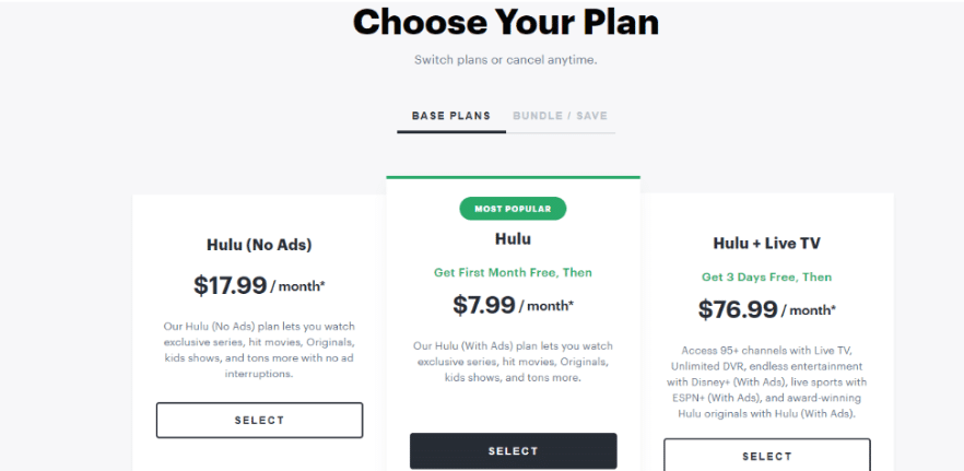 Hulu Offers Various Plans